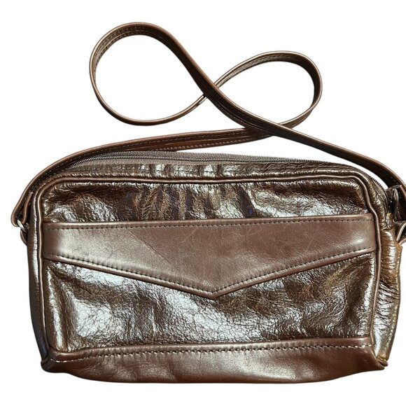 Chocolate Brown Leather Small Shoulder Baguette Bag Y2K 2010s Indie Boho Travel - Picture 2 of 8